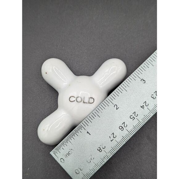 Vintage Porcelain Cold Water Faucet Tap Knob 2” sides 3" diagonal No Hardware - Picture 9 of 9
